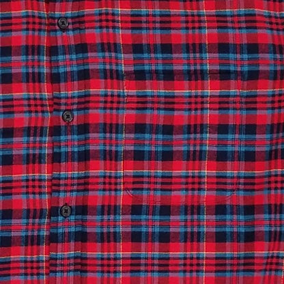 Size medium , the color is plaid green/red/navy blue St. John's Bay Mens Red Blue Plaid Long Sleeve Button-Down Flannel Shirt