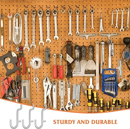 Baluue 20pcs Metal Pegboard J Hooks Stainless Steel Peg Hooks for Pegboard Assortment, Peg Hooks Accessories Pegboard Hooks for Hanging Storage Jewelry Key Display