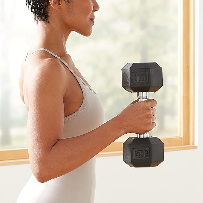Basics Rubber Hex Dumbbell Hand Weight
