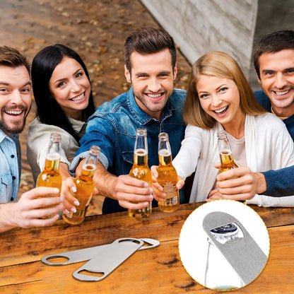 Pack of 20 Flat, Stainless Steel Beer Openers Sublimation Bottle Opener Blanks Heavy Duty Bar Funny for Bartender, Men Women Kitchen Party Supplies, 7 Inch (Silver)
