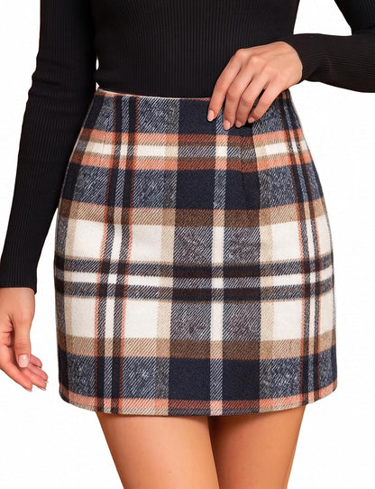 Plaid Skirts for Women, Pencil Mini Skirts for Women High Waist Bodycon Christmas Holiday Fall Winter Skirts 2026 Trendy