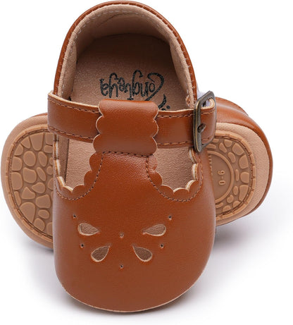 Infant Baby Girls Mary Jane Flats Non Slip for Toddler First Walkers Soft Sole PU Leather Crib Shoes Sneaker Wedding Party Christmas Princess Dress Shoes Baby Moccasins Girls