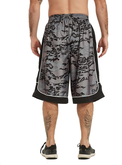 HQUEC Men's 12" Athletic Shorts Long Basketball Workout Shorts Below Knee Loose-Fit with Pockets