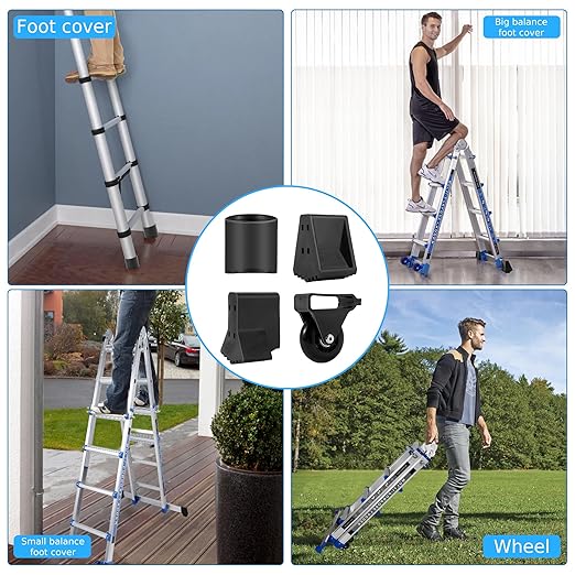 2 Pcs Telescoping Ladder Wheel -Smooth and Stable Without Slipping