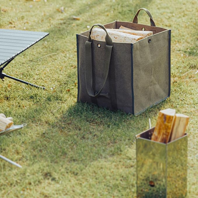 Firewood Log Carrier Tote Fire Wood Canvas BC-400 Khaki Durable Easy Carry