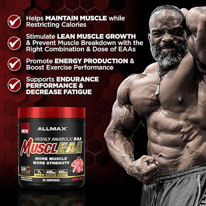 ALLMAX Nutrition - MUSCLEAA, Amino Energy for Strength and Muscle gain, Supports Hydration, Stamina and Exercise Performance, Formulated with 7000mg EAAs and 4200mg BCAAs (Candy Keys)