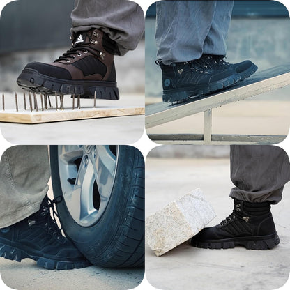 Steel Toe Boots for Men Waterproof Work Safety Shoes Non-slip Breathable Comfort Lightweight, Industrial & Construction Shoes, Indestructible Welding Boots Boots Botas de Trabajo Puncture Proof Shoes