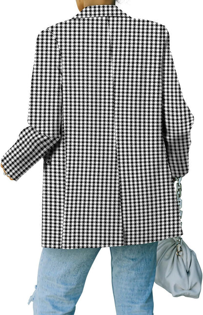 CRAZY GRID Women Business Casual Blazer with Lined Professional Work Suit Jacket with Pockets.