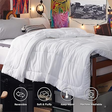 Bedsure Comforter Duvet Insert - Quilted Comforters Twin Size, All Season Duvet, GentleSoftTM Down Alternative Bedding, with 8 Tabs, Gifts for WomenMen, White, Twin 88 x 68 Inches