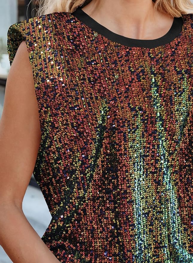 THLAI Tank Top for Women Sequin Tank Top Crop Top