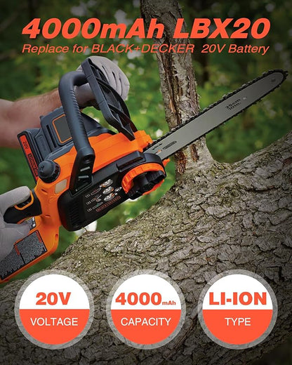FirstPower Replace for 4.0Ah LBXR20 Black and Decker 20v Lithium Battery 2 Packs with Black and Decker Battery Charger - for LBXR20 LB20 LBX20 LBX4020 Extended Run Time Cordless Power Tools Series