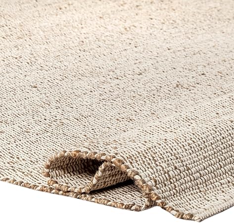 S  L Homes Jute Cotton Hand Woven Natural Farmhouse Area Rug for Living Room - Rustic Vintage Bohemian Decor - (8' x 10' Natural)