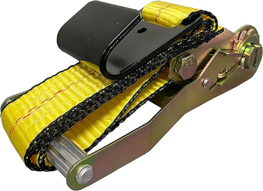 Everest - S1022 Premium Ratchet Tie Down 1 PK 2 IN. X 27 FT 3333 LBS. Working Load 10000 LBS. Break Strength Flat-Hook Cargo Straps Perfect for Moving Appliances, Lawn Equipment and Motorcycles, Vibrant Everest Yellow