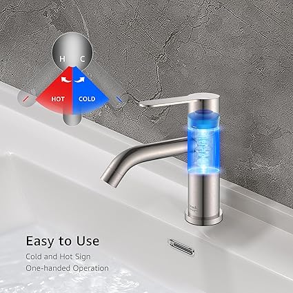 Bathroom Sink Faucet, Single Handle Bathroom Faucets for Sink 1 Hole, Stainless Steel Bath Faucet, Modern Vanity Laundry Utility Faucet, Brushed Nickel Bathroom Faucets llaves para lavamanos de bano