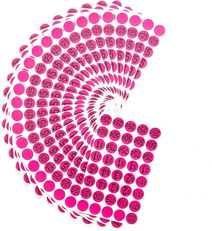 Sunburst Systems 7035 Priced Garage Sale Stickers, 1,000 Count Pre-Printed Labels, Pink