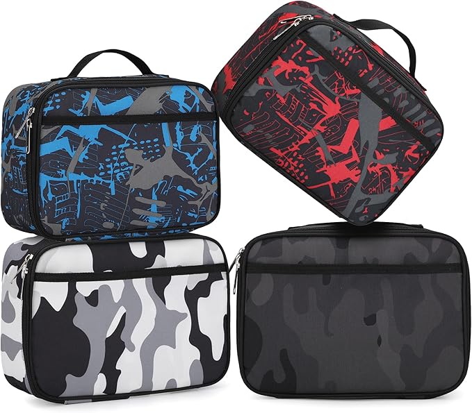 rickyh style Lunch Box with Padded Liner, Spacious Insulated Lunch Bag Durable Thermal Lunch Cooler Pack with Strap for Men Women Boys Girls Adults School Sports Beach Picnic Work Camp,2 Pocket