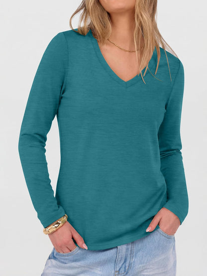 SONOMA, Women's Long Sleeve Shirts V Neck Top | Soft Comfy Stretchy Spacer Tshirts, Basic Tee, Winter Layer Clothing, Business Casual Work Fall Outfits?Travel Daily Wear .