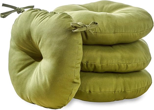 Greendale Home Fashions 15-inch Outdoor Round Bistro Seat Cushion, 4 Count (Pack of 1), Juniper