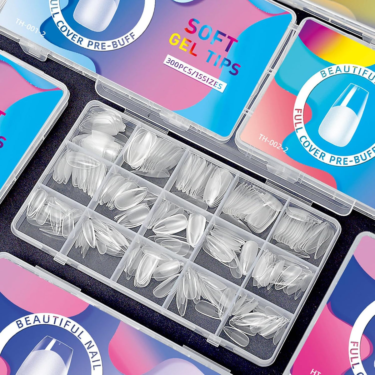 Press on Nails Short,300pcs Traceless Frosted ABS Artificial Nail Tips,NO Polishing Medium Design Matte Soft Gel Nail Tips for Extension Nail Salon (transparent, long trapezoid)