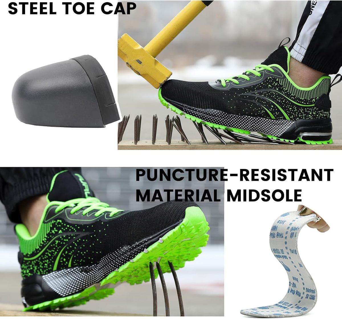 Steel Toe Shoes for Men & Women Lightweight Safety Work Shoes Comfortable Steel Toe Sneakers Warehouse Industry Work Sneakers
