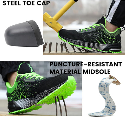 Steel Toe Shoes for Men & Women Lightweight Safety Work Shoes Comfortable Steel Toe Sneakers Warehouse Industry Work Sneakers