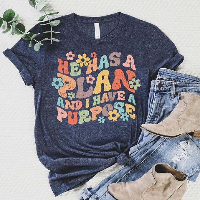 Love in Faith | He Has a Plan | Christian T-Shirts for Women | Faith-Based Apparel | Christian Gifts