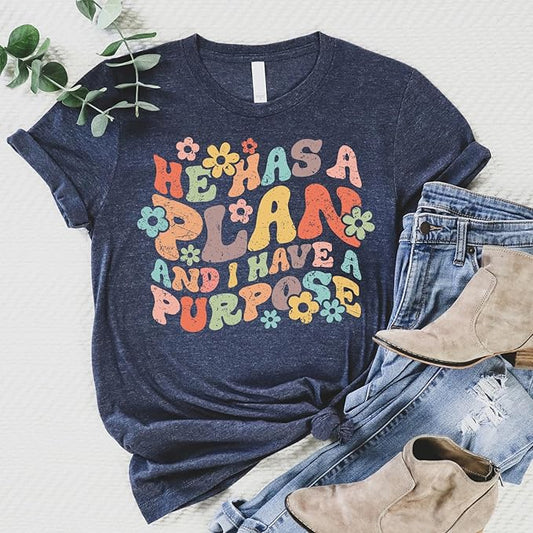 Love in Faith | He Has a Plan | Christian T-Shirts for Women | Faith-Based Apparel | Christian Gifts