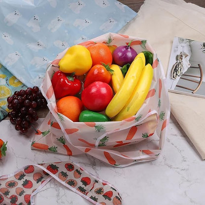 uxcell Reusable Grocery Bags, Printed Washable Shopping Totes with Handles, Foldable Cloth Grocery Bag for Shopping, Camping