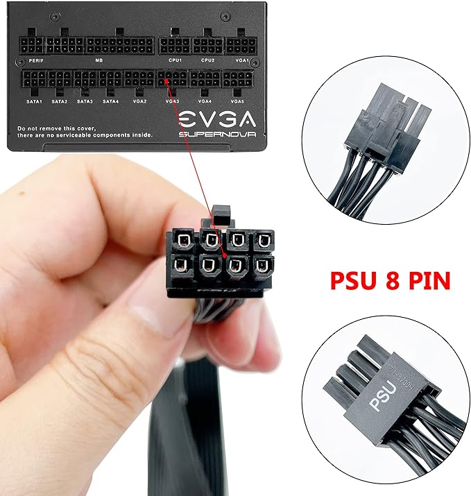 PCIE Cable for EVGA, 65CM Male to Male 8 Pin to Dual 62 Pin GPU Power Cable for EVGA G G2 G3 G5 G6 GA GM GT P2 P3 P5 P6 P T2 T3 (65cm15cm)