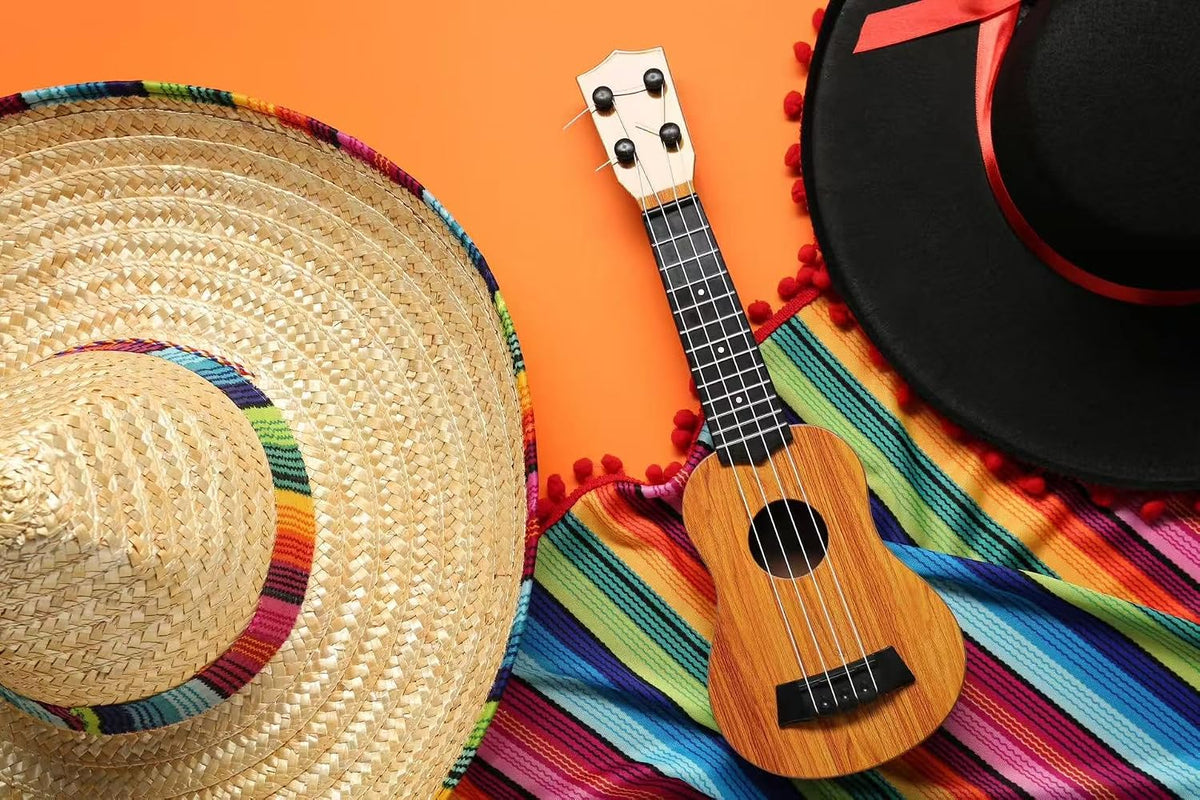 Straw Sombrero Hat 19" Wide, Adult Unisex Mexican-Style Fiesta Hat with Serape Band & Adjustable Chin Strap for Cinco de Mayo, Halloween & Party Costumes