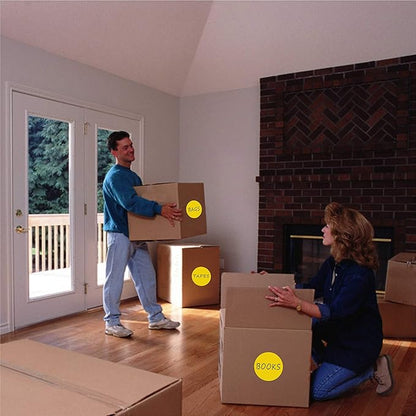 PARLAIM 3 Inch Round Permanent Adhesive Color-Code Dot Stickers,500 per Roll dots Label Dispenser Box,Iventory Circle Stickers (Yellow)