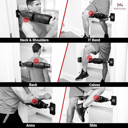 Mobility Wall- Stand Up Door Mounted Smooth Foam Roller for Soft Tissue Massage & Muscle Recovery for Exercise, Includes 1 Trigger Point Attachments