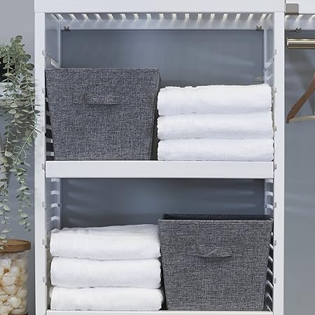 Household Essentials, Graphite 2 Pack Open Storage Bins, Medium-10 W x 11" D
