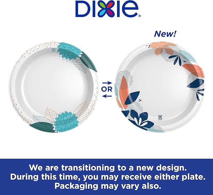 Dixie Large Paper Plates, 10 Inch, 86 Count, 2X Stronger*, Microwave-Safe, Soak-Proof, Cut Resistant, Great For Everyday Breakfast, Lunch, & Dinner Meals (Pack of 2)