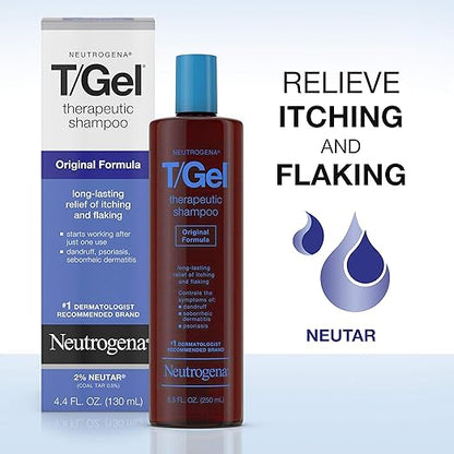 Neutrogena TGel Therapeutic Shampoo Original Formula, Anti-Dandruff Treatment for Long-Lasting Relief of Itching and Flaking Scalp as a Result of Psoriasis and Seborrheic Dermatitis, 8.5 fl. oz