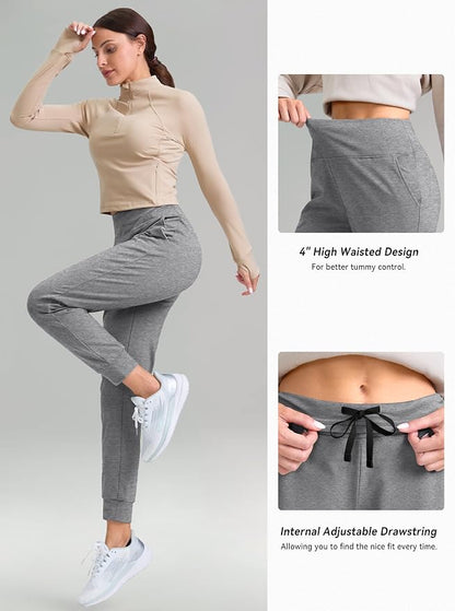 G Gradual Women's Fleece Lined Joggers High Waisted Water Resistant Thermal Hiking Pants Cold Weather Sweatpants with Pockets