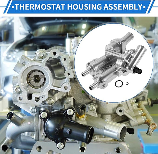 Upgraded Aluminum Thermostat Housing Assembly for Dodge Journey 2009-2020 L4 2.4L for Jeep Compass 2009-2017 Coolant Thermostat for Chrysler 200 2011-2014 Replace No.68003582AB
