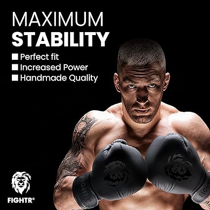 FIGHTR Boxing Gloves - Maximum Protection  Stability  Boxing Gloves for Boxing, MMA, Muay Thai  Kickboxing  Sizes 8-16 oz, Includes Carry Bag