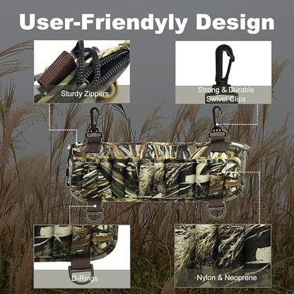 8 Fans Waders Shell Holder,Neoprene Wader Shell Clip with 24 Shell Loops for Marsh Duck Hunting