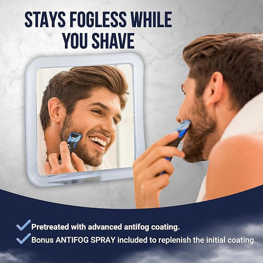 MIRRORVANA Fogless Shower Mirror for Shaving with Upgraded Suction, Anti Fog Shatterproof Surface and 360 Swivel - 6.3" x 6.3"