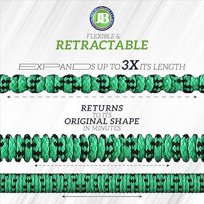 JB XpandaHose 50ft Expandable Garden Hose with Holder - Heavy Duty Superior Strength 3750D - 4 -Layer Latex Core - Extra Strong Brass Connectors and 10 Spray Nozzle with Storage Bag (Green 50)