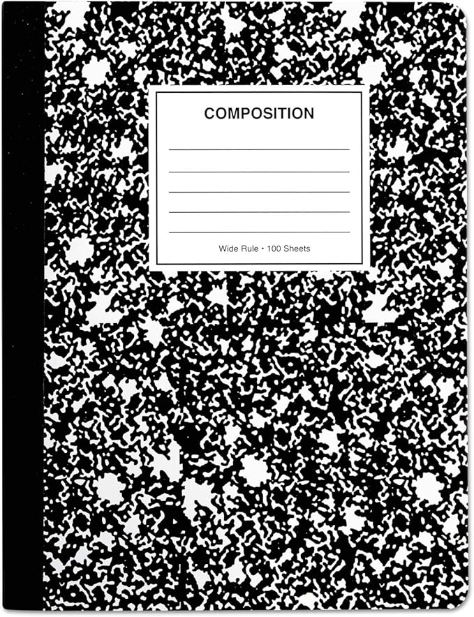 Universal Quad Rule Composition Book, Quadrille Rule (4 sq/in), Black Marble Cover, (100) 9.75 x 7.5 Sheets