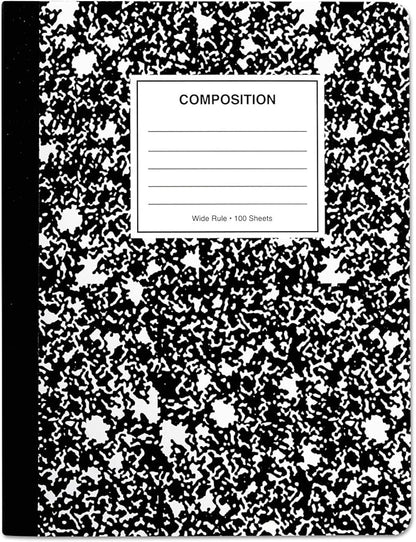 Universal Quad Rule Composition Book, Quadrille Rule (4 sq/in), Black Marble Cover, (100) 9.75 x 7.5 Sheets