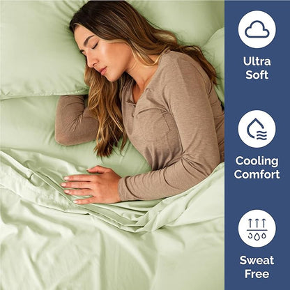 Twin XL Size 3 Piece Sheet Set - Comfy Breathable  Cooling Bed Sheets Set - Hotel Luxury Bedding for Women, Men, Kids  Teens - Deep Pockets, Easy-Fit and Wrinkle Free - Oeko-Tex - Light Sage Green