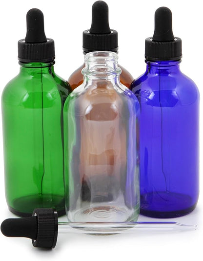 Vivaplex, 8, Assorted Colors, 4 oz Glass Bottles, with Glass Eye Droppers