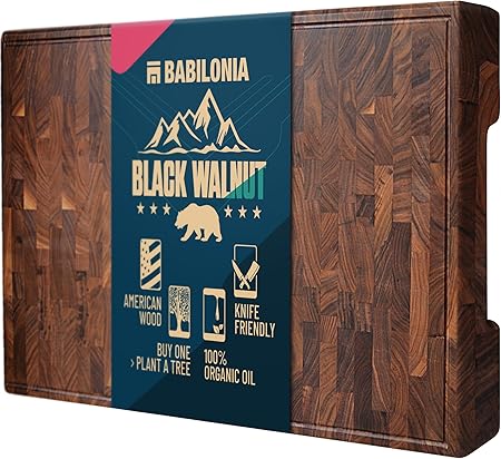 American Black Walnut Cutting Board (ExtraThick 1.7"), Premium Quality  Professional Butcher Block. Heavy Duty End Grain Wood Chopping Board (Oil bottle  Plate included)