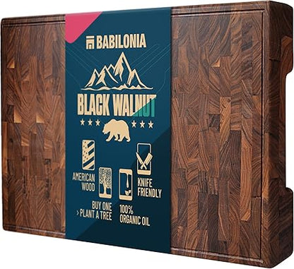 American Black Walnut Cutting Board (ExtraThick 1.7"), Premium Quality  Professional Butcher Block. Heavy Duty End Grain Wood Chopping Board (Oil bottle  Plate included)