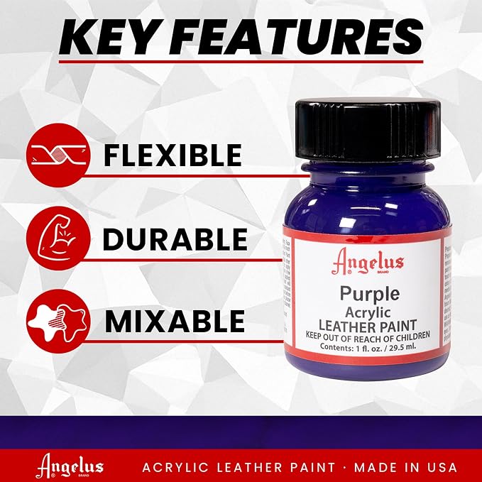 Angelus Acrylic Leather Paint for Shoes, Sneakers, Leather, Canvas, Furniture, and More - 1 fl oz, Purple