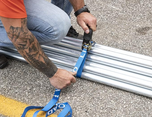 Buyers Products 5483200 12 Foot Standard Duty Ratchet Tie Down with Rubber Grip, Blue