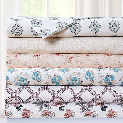 Modern Threads Printed 4-Piece Extra Soft Bedding Sheets  Pillowcase Set, Deep Pocket up to 16 inch Mattress Abella Queen